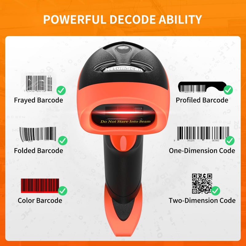 NetumScan Handheld USB Barcode Scanner Reader for Computers, Handheld Wired Automatic 1D 2D Image QR Bar Code Scanners for Mobile Payment, Store, Supermarket, Warehouse - Image 2